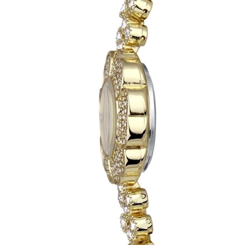 Charter club women's Crystal flower. Gold tone watch 35 Mm